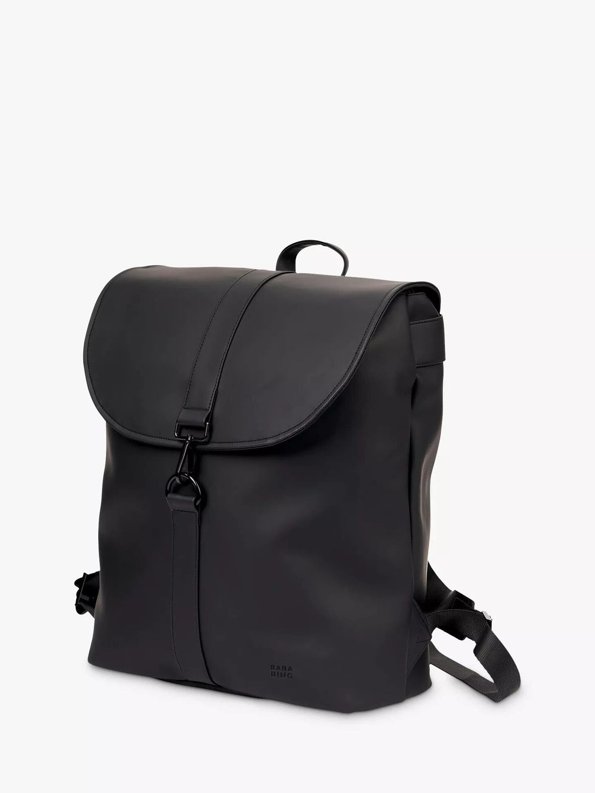 BabaBing! Sorm changing backpack in black, three-quarter view