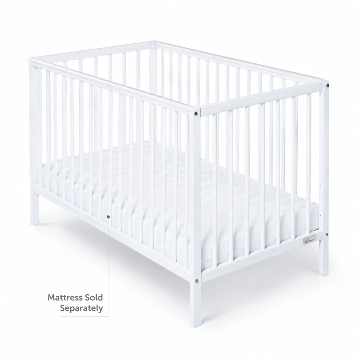 Baby Elegance Kim cot in white, side view – mattress sold separately