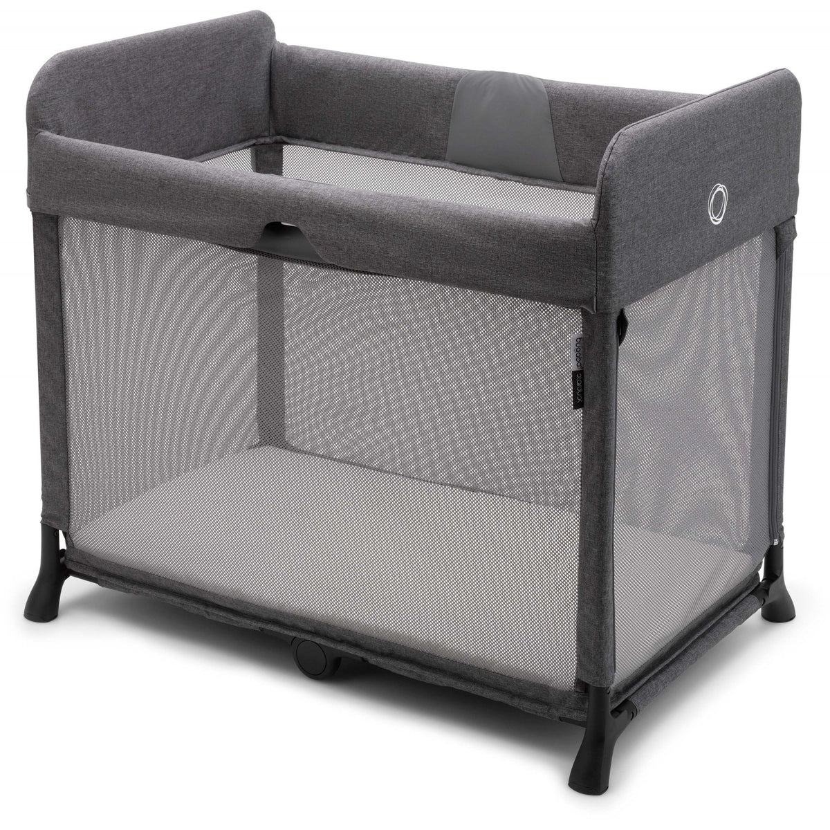 Bugaboo Stardust travel cot in grey melange, side view