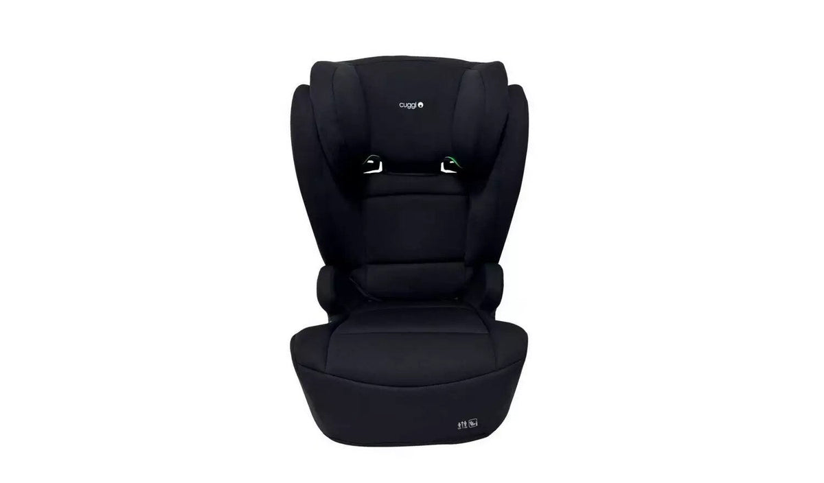 Cuggl i-Size high back booster car seat in black, front view