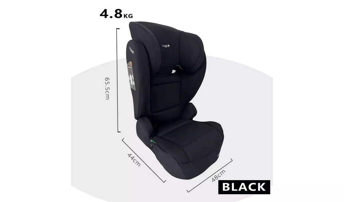 Cuggl high back booster dimensions and weight – 4.8 kg, black