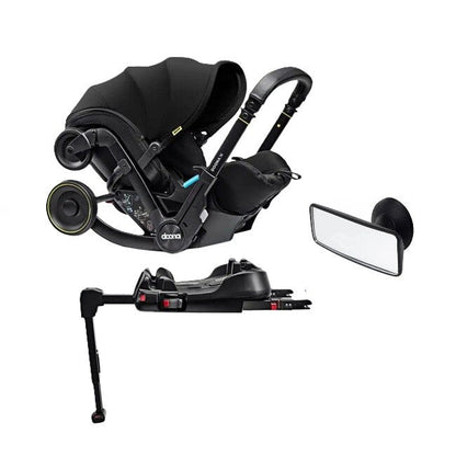 Doona X with its ISOFIX base and back seat mirror