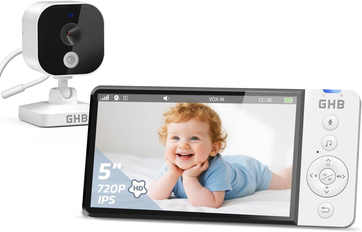 GHB video baby monitor with a 5 inch 720p screen and camera
