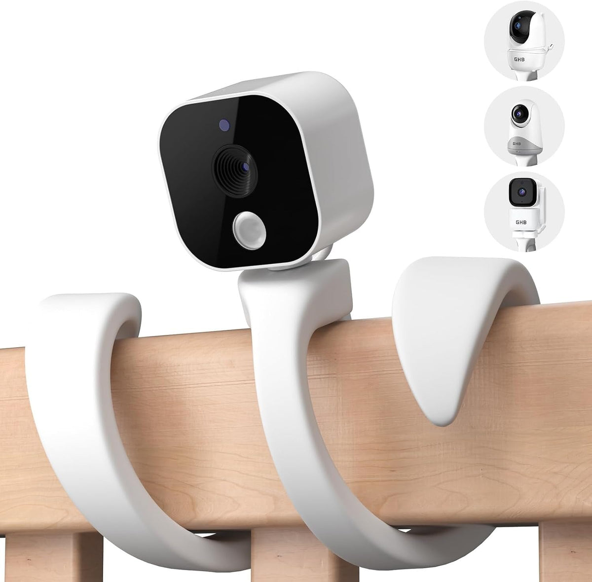 GHB baby monitor camera on its flexible cot holder