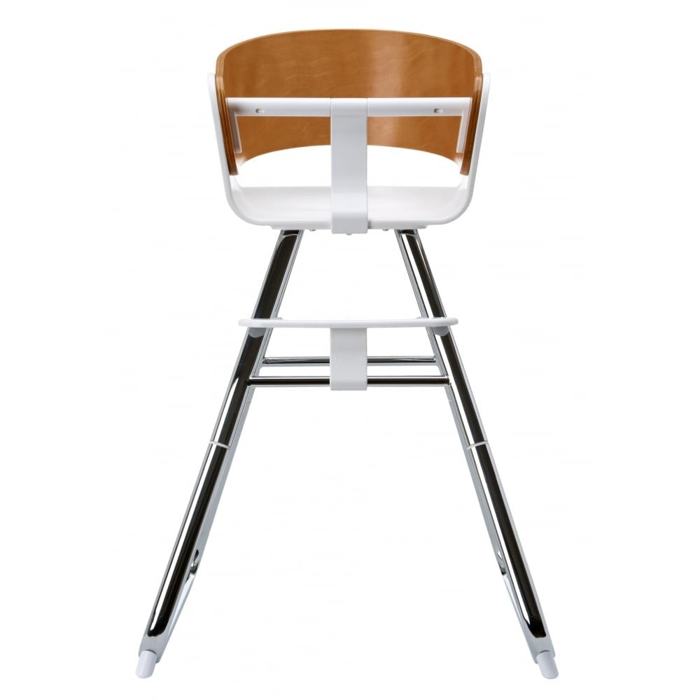 iCandy MiChair high chair in natural wood and white, front view