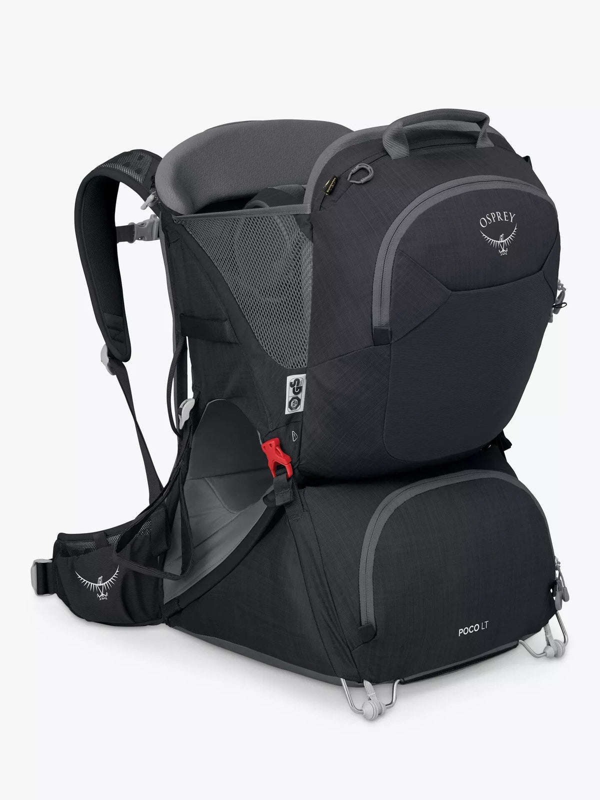 Osprey Poco LT child carrier backpack in black, side view