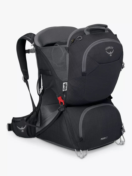 Osprey Poco LT child carrier backpack in black, side view