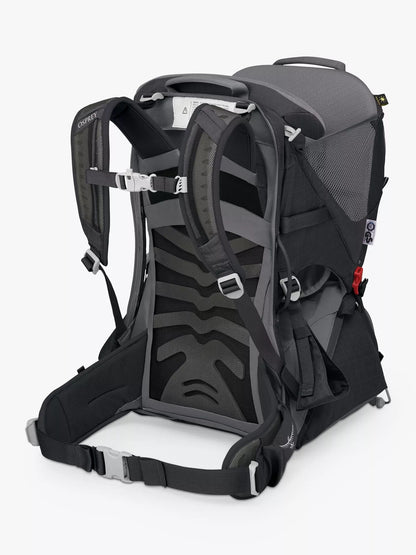 Osprey Poco LT child carrier seen from the back, showing the harness