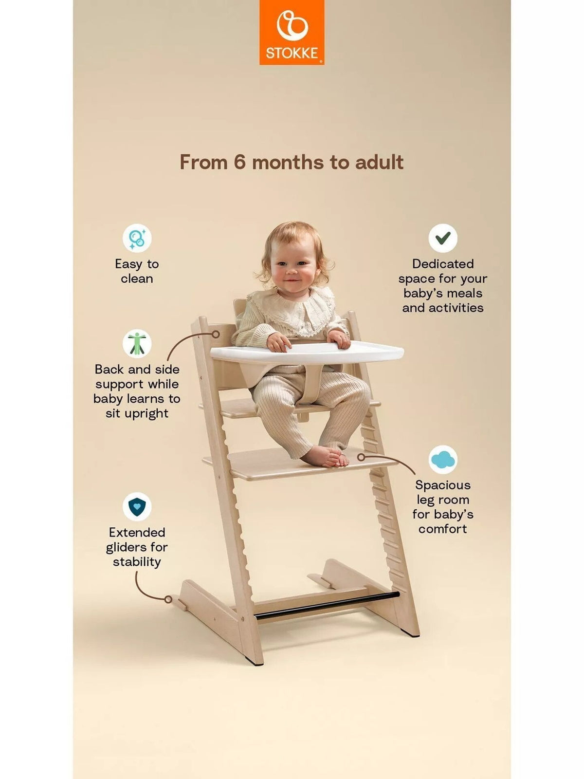 Stokke Tripp Trapp with the Baby Set, for babies from six months